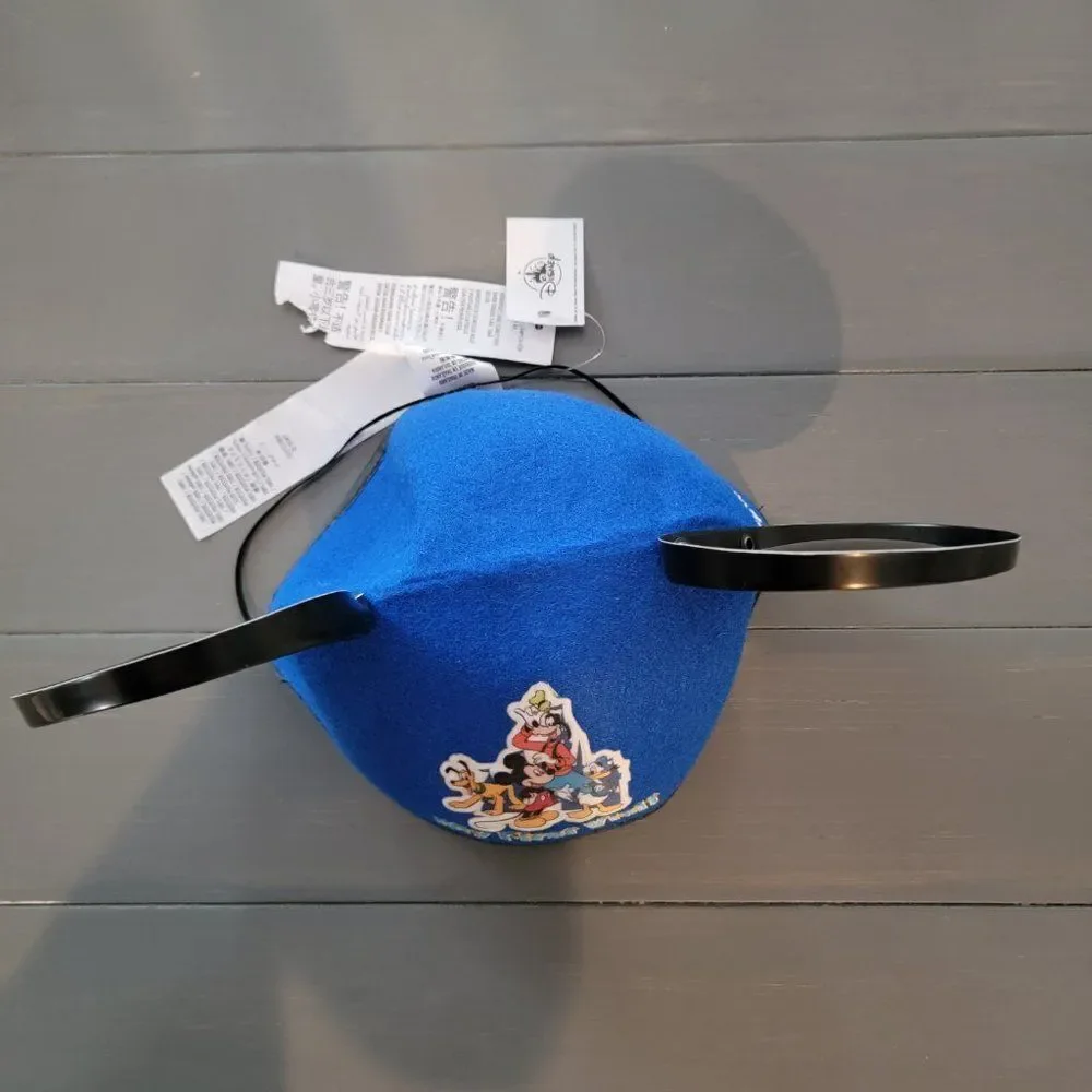Disney World My First Visit Blue Felt With Black Plastic Ear Hat Teen Adult Osfm